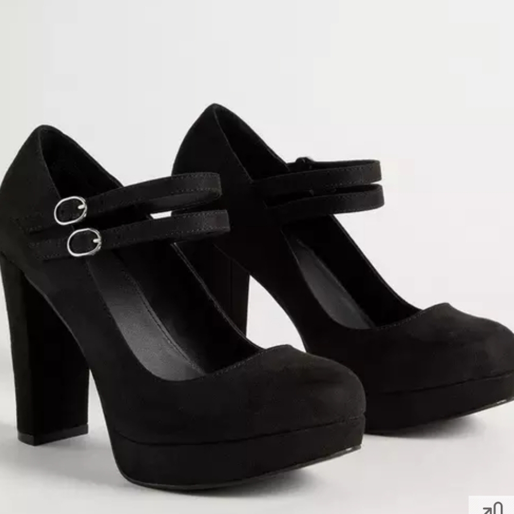 Black Chunky Heel Mary Jane Shoes